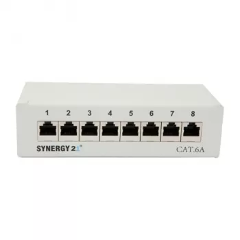 Plākstera panelis 8xTP, CAT6A, 500 MHz, pie sienas stiprināms, gaiši pelēks, Syner (S216314)