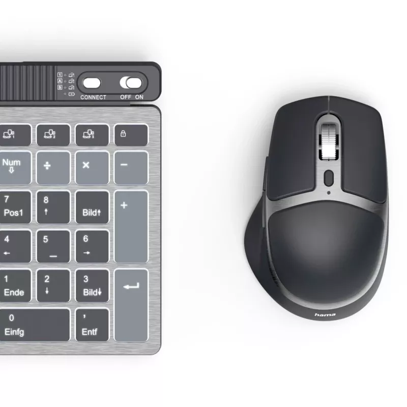 Bezvadu vairāku ierīču tastatūras un peles komplekts HAMA WKM-750 — melns, bezvadu savienojums