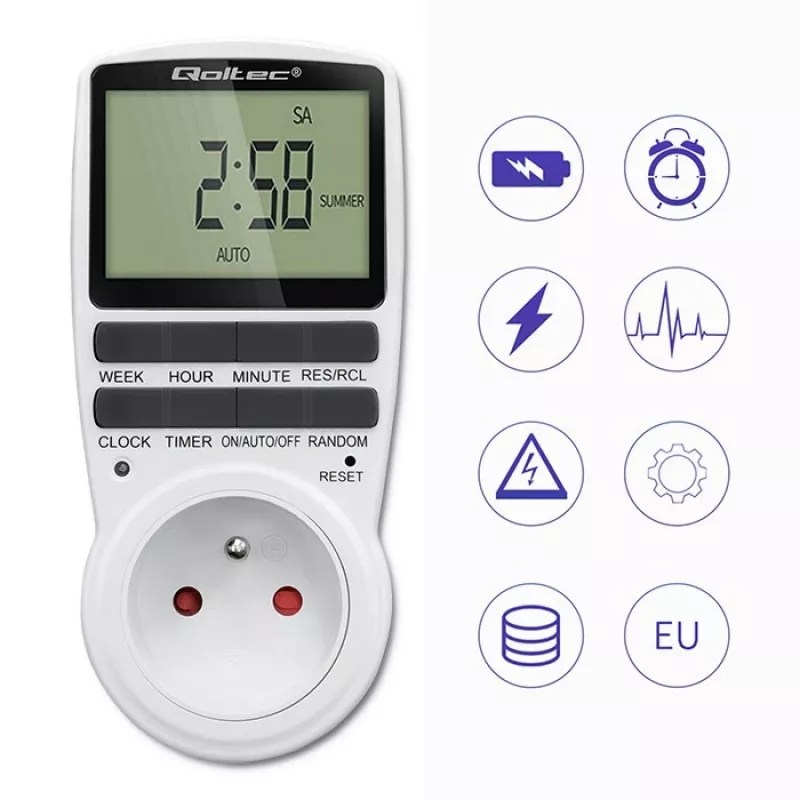 Elektroniskais taimeris QOLTEC PC0628 ar LCD displeju, 24 stundu atpakaļskaitīšana