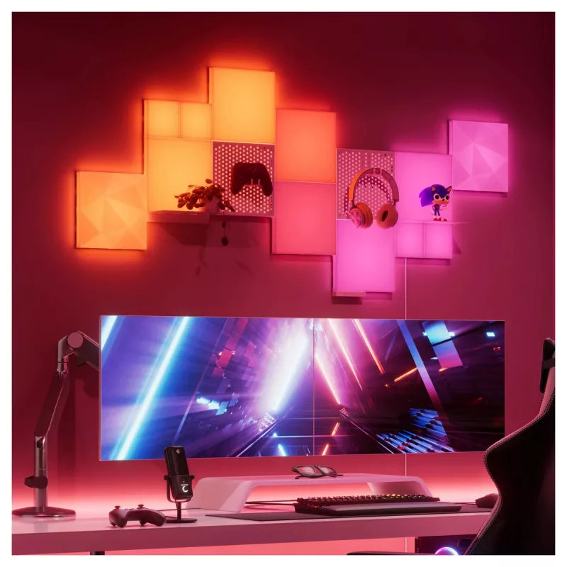 LED panelu gaisma Nanoleaf N8100E00-2TBS — kvadrātveida RGB, līdzstrāvas barošana, 2 gab. iepakojumā