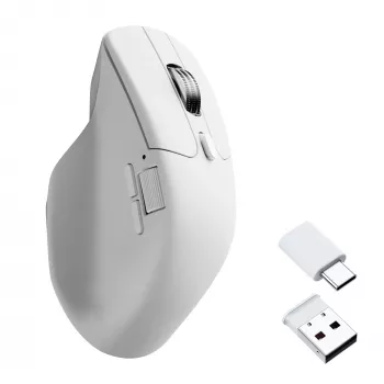 Bezvadu optiskā pele Keychron M6S-B72 — labā roka, 12000 DPI, RF bezvadu + Bluetooth + USB-C, balta
