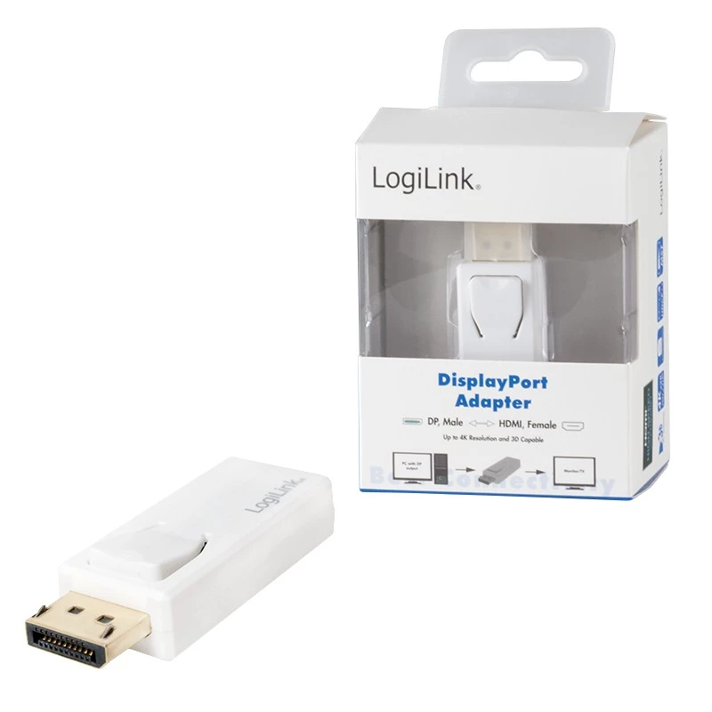 Dzimuma pārveidotājs LogiLink CV0100 DisplayPort uz HDMI Balts