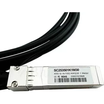 CBO QSFP uz 4×SFP+ sadalītāja kabelis MC2609130-005-BL, 40 Gbit/s, 5 m