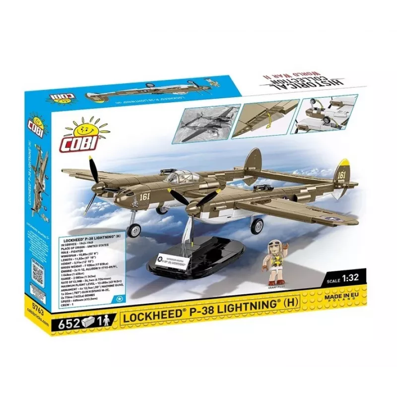 Cobi Building Blocks Lockheed P-38H Lightning komplekts 5763 — mēroga modelis, kolekcionējams lidmašīnas modelis