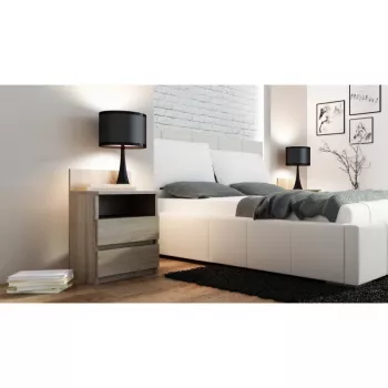 Topshop M1 SONOMA MAT naktsgaldiņš, ozola apdare, 2 atvilktnes, 400×320×590 mm