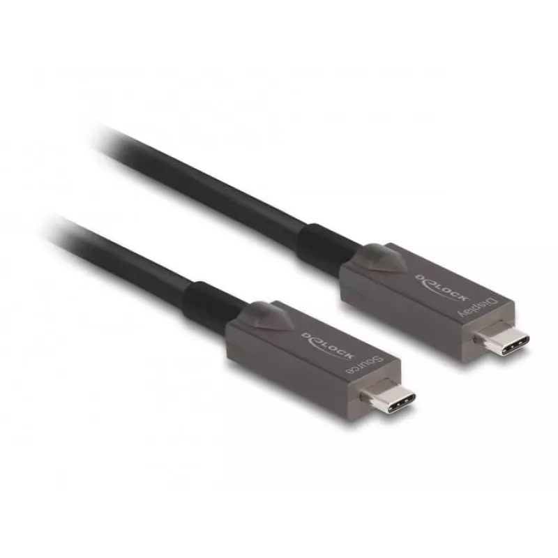 DeLOCK Active Optical USB-C Video + Data + PD Kabelis 10 m Melns