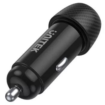 Automašīnas lādētājs Unitek P1400A ar USB-C un USB-A, 38W, Quick Charge 3.0, ieeja 12–24V, melns