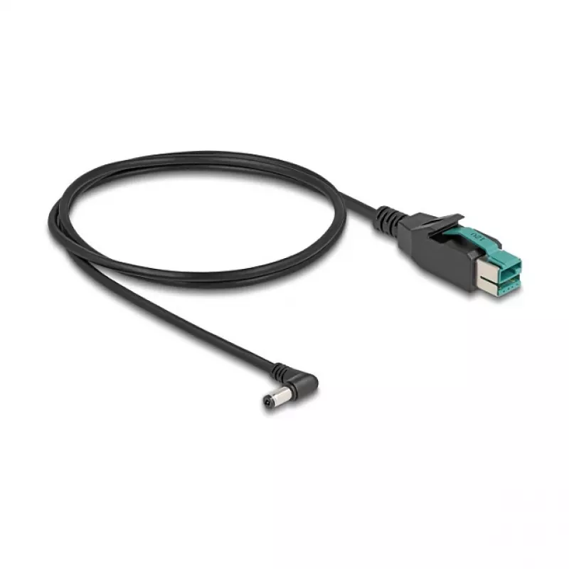 DeLOCK PoweredUSB kabelis vīrišķais 12 V uz DC 5.5 x 2.1 mm vīrišķais leņķveida 1 m