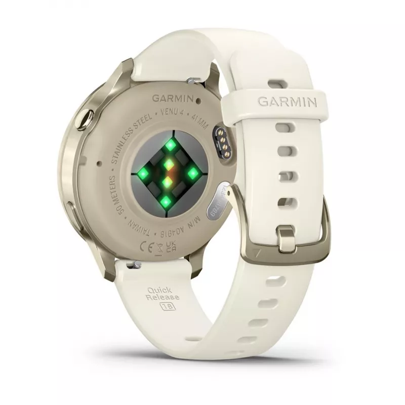 Viedpulkstenis GARMIN Venu 4, 41 mm zelta korpuss, 1,2 collu AMOLED 390×390, GPS, Wi‑Fi, 5 ATM, 10 dienu akumulators