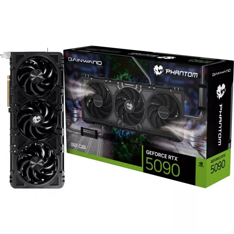 Grafiskā karte GAINWARD GeForce RTX 5090 Phantom — 32 GB GDDR7, 512 bitu, PCIe 5.0, 3x DP 2.1b + HDMI 2.1b, 3 ventilatori, 331,9 mm