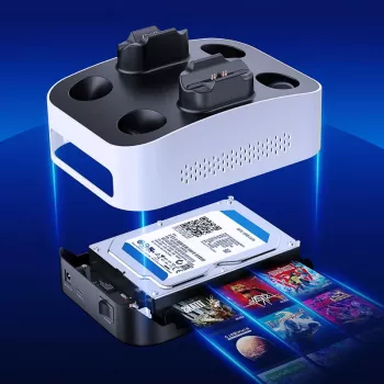 GrauGear G-3506-CG 3,5 collu ārējais spēļu HDD 4 TB ar PS5 kontrolieru uzlādes staciju