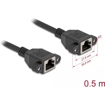 Tīkla kabelis DeLOCK 90783 melns 0,5 m Cat6a S/FTP RJ-45