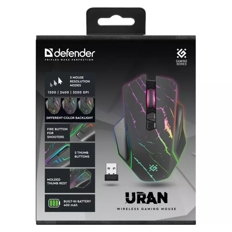 pele DEFENDER GM-503 URAN OPTIC RF RGB 3200dpi 8P