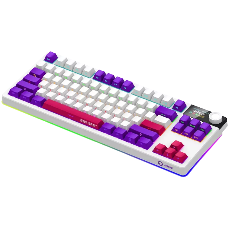 LORGAR KBP70TKLW, bezvadu TKL mehāniskā spēļu tastatūra Pro, balta, EN izkārtojums