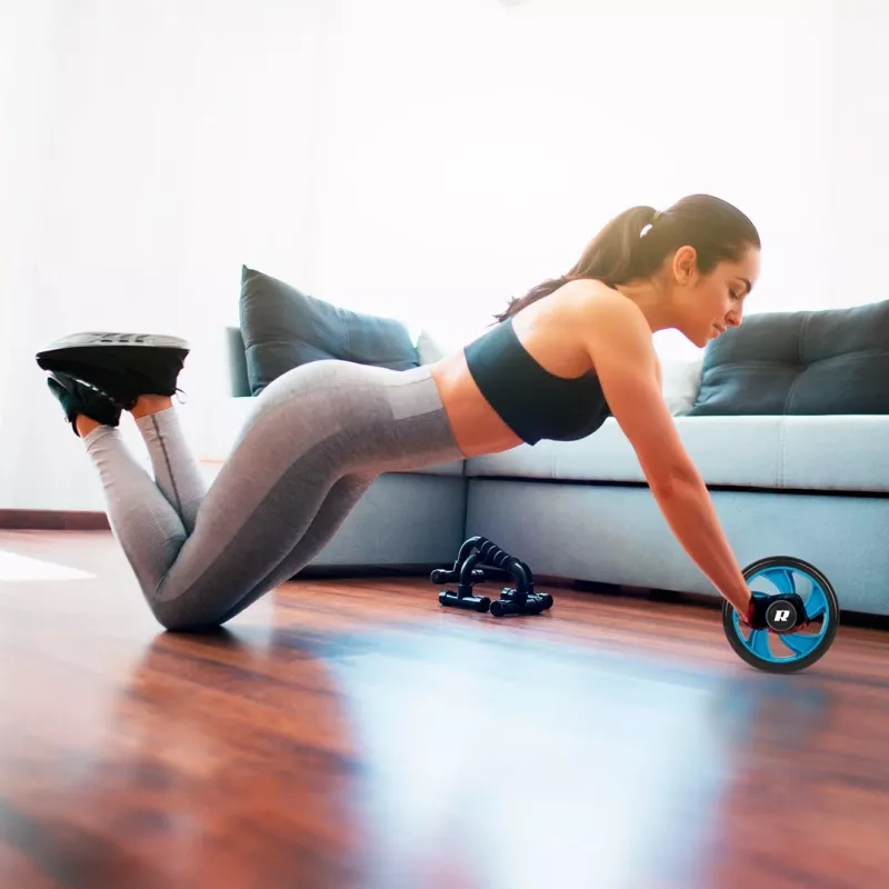 REBEL ACTIVE Dubultais ritenis, veltnis vēdera vingrinājumiem AB Wheel