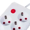 Strāvas sadalītājs MACLEAN MCE392 W — 4 F tipa kontaktligzdas, 3×USB A, 110–240 V, maks. 2,1 A, 2500 W, 1,5 m kabelis, balts