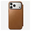 Mobilo tālruņu apvalks Nomad Modern Leather Folio vāciņš iPhone 17 Pro Max — brūngans, der līdz 17,5 cm (6,9 collu) ekrānam, 4 karšu kabatas