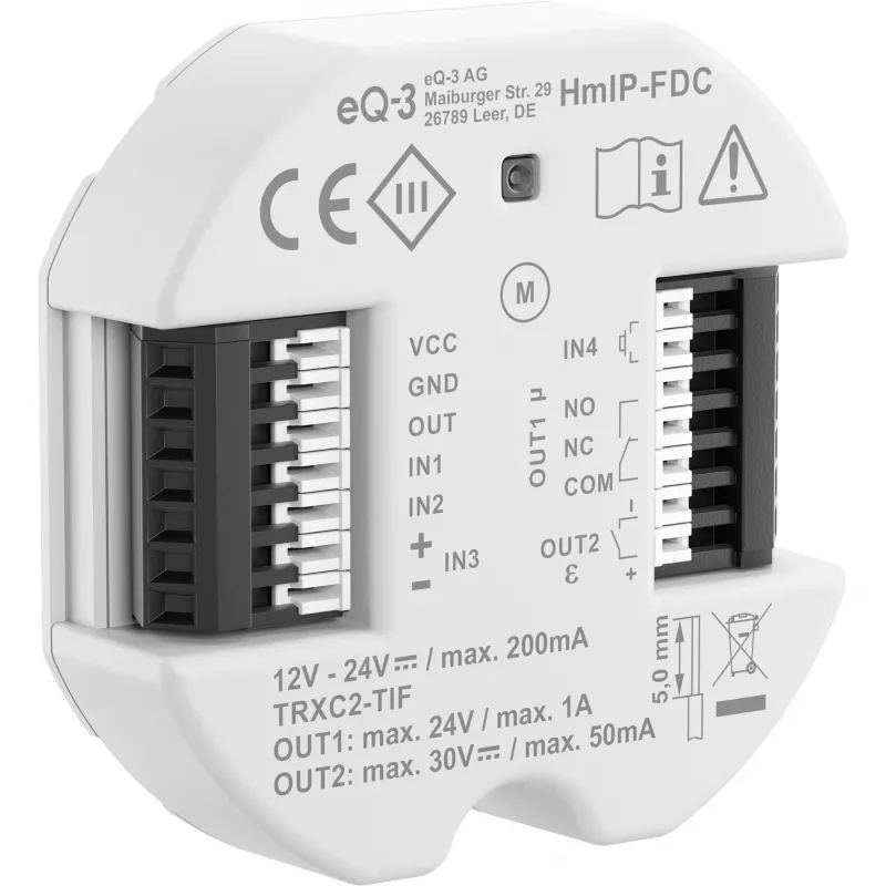 Viedā durvju slēdzene eQ-3 Homematic IP 160811A0 — tālvadāma, balta, 52×52×15 mm