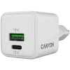 Canyon lādētājs CU20AC GaN 20W PD, 2 porti (USB-A/USB-C) balts (CNS-CUW20AC)
