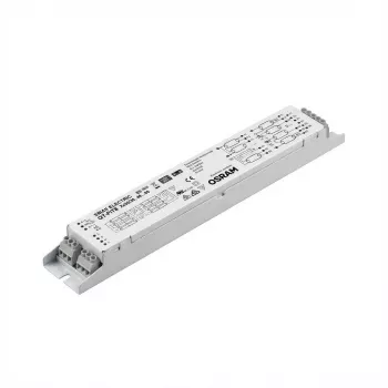 LED draivera balasts Osram QT-FIT8 3X18, 4X18 — kalpošanas laiks 50 000 h, maiņstrāva 198–264 V, 50/60 Hz, -15–50 °C, platums 40 mm, dziļums 280 mm, augstums 28 mm