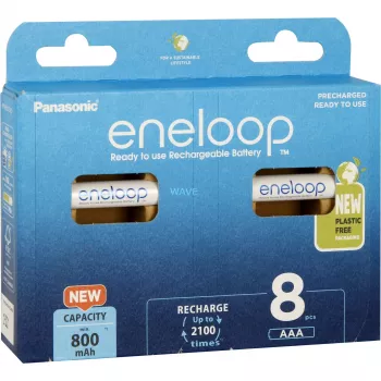Uzlādējamās baterijas PANASONIC ENELOOP AAA 800 mAh 8 gab. (BK-4MCDE/8HH)