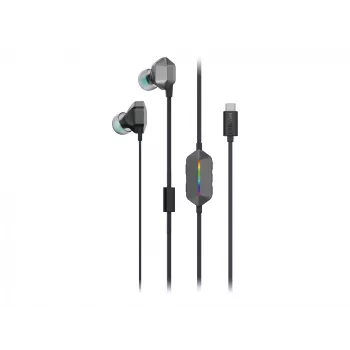 Lenovo Legion E510 austiņas vadu ievietojamās spēļu austiņas USB Type-C pelēkas