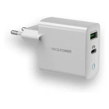 Lādētājs RealPower PC-20 viedtālrunim planšetei balts