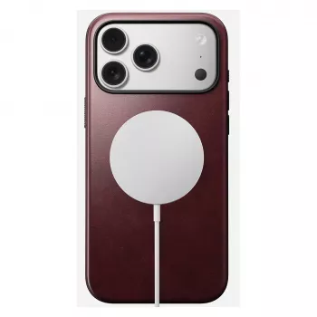 Ādas vāciņš Nomad Modern iPhone 17 Pro Max (6,9 collas) — Burgundy, āda+TPU+PC