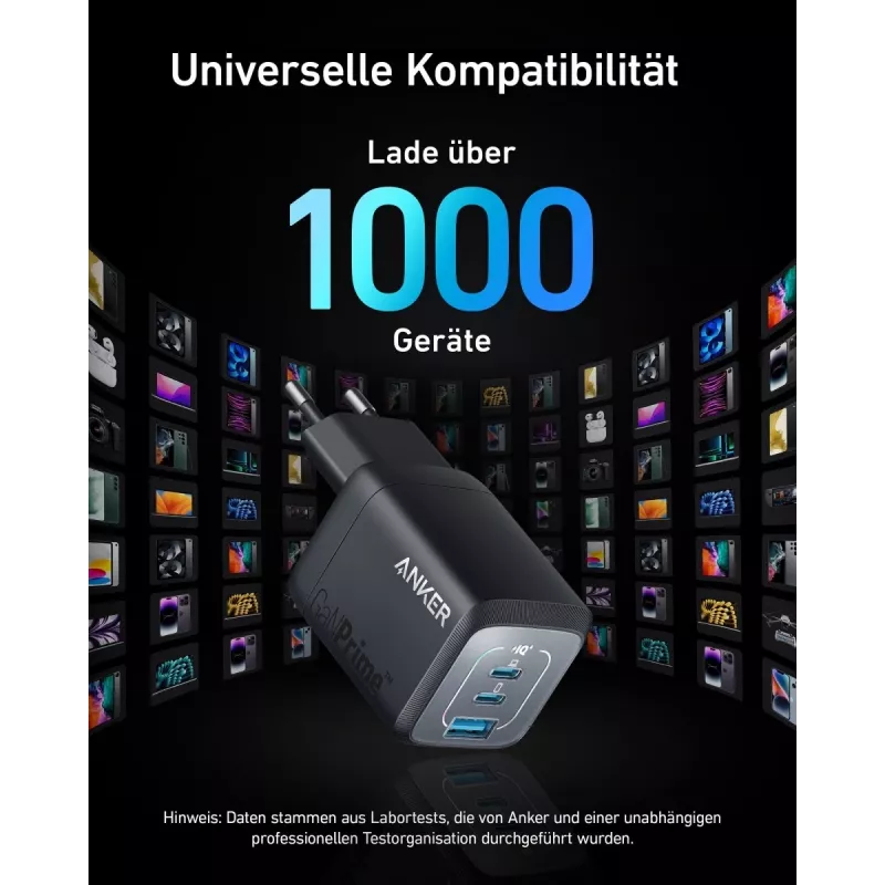 Iekštelpu USB ātrās uzlādes lādētājs Anker Prime A2669313 — 67 W, 1×USB-A, 2×USB-C, melns