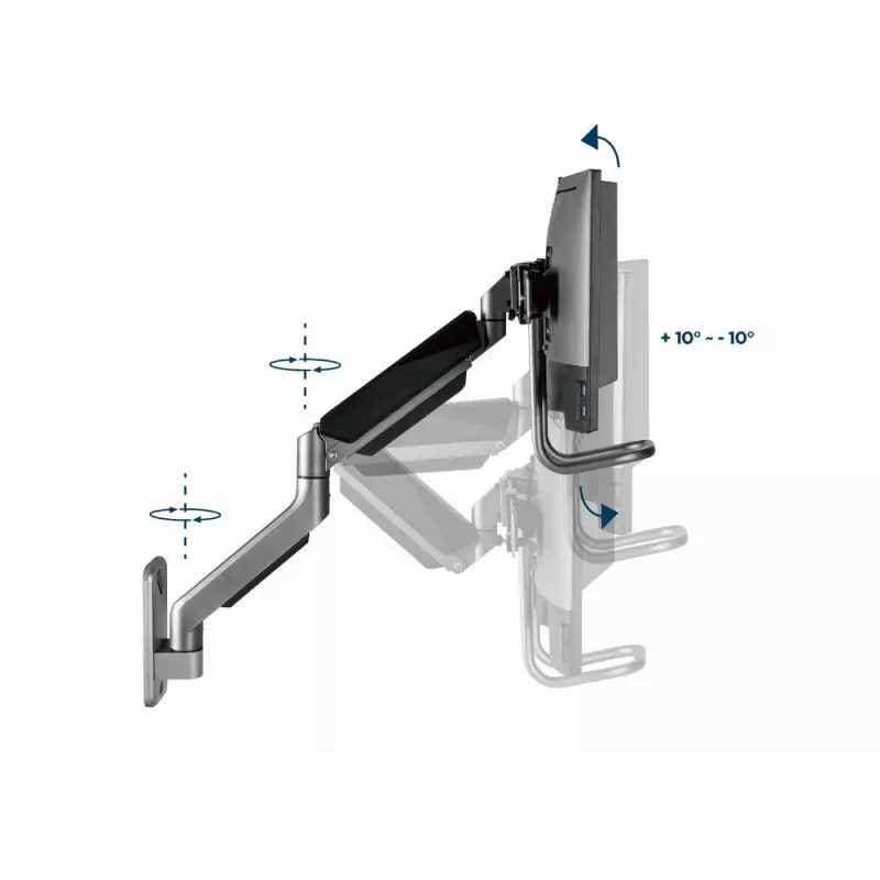 Gembird regulējams sienas stiprinājums 2 monitoriem 17''-32'' līdz 8 kg MA-WA2-02