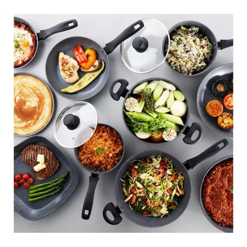 Piecu gabalu Russell Hobbs pannu komplekts Metallic Marble RH02814EU7 — nepiedegošs pārklājums, dažādi izmēri