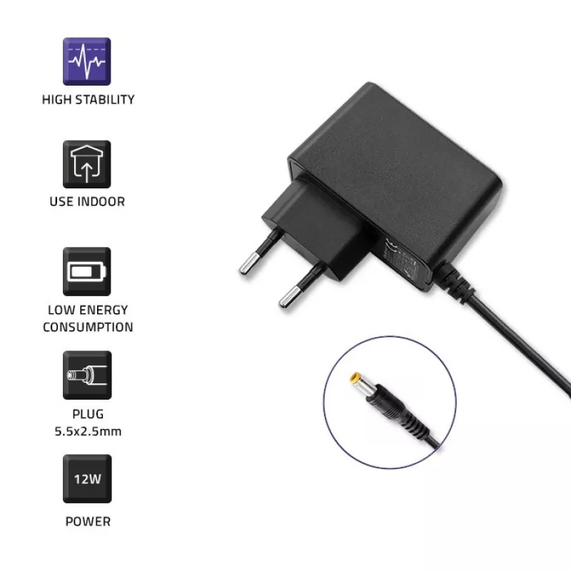 Strāvas adapteris Qoltec 52401 12 W iekštelpām melns POS printerim
