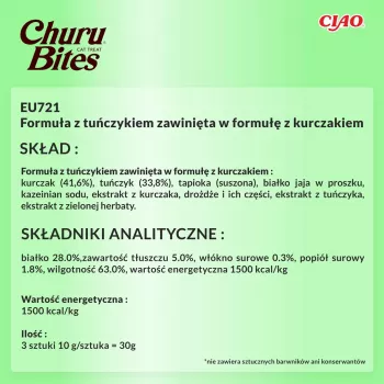 INABA Churu Bites tuncis ar vistu - kaķu gardumi - 3x10 g