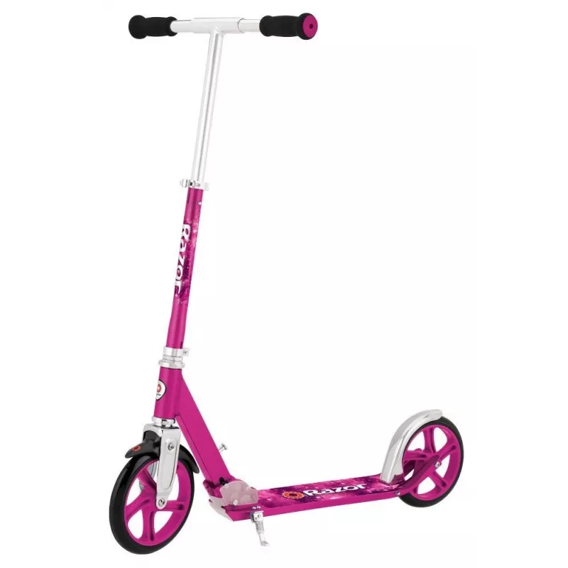 Skrejritenis Razor A5 Lux — alumīnija salokāms, 20 cm poliuretāna riteņi, regulējama stūre, maks. slodze 100 kg, rozā krāsā
