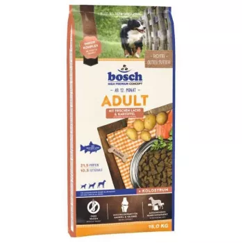 Sausā suņu barība Bosch Adult Salmon & Potato 15 kg – pieauguši suņi, 21,5% olbaltumvielu, 10,5% tauku
