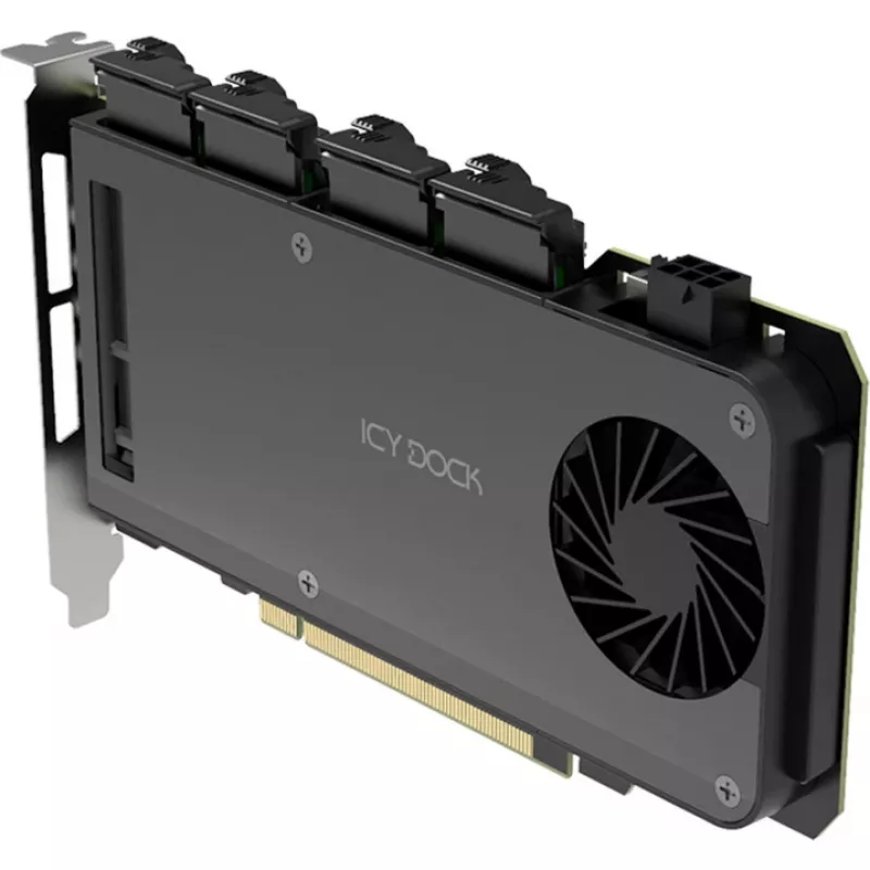 Adaptera karte 4 x M.2 NVMe SSD mobilajam nodalījumam, icy dock MB204MP-B