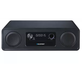 Mikro Hi-Fi sistēma BLAUPUNKT MS20BK — CD/MP3/WMA, Bluetooth 5.0, FM, USB, MicroSD, 2×20W RMS, AUX, RCA, LED displejs, 100–240V, melna