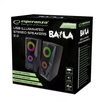 Skaļrunis ESPERANZA BAILA 6 W vadu grīdas skaļrunis, 6 W RMS, 160–20000 Hz, 3 Ω, USB un 3,5 mm, pāris