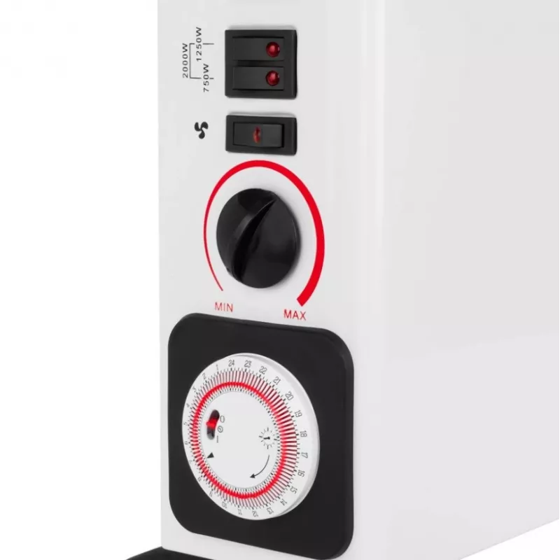 Konvektora elektriskais telpu sildītājs NOVEEN CH-6000 TIMER TURBO FAN 2000W 3 jaudas līmeņi montāža pie sienas/uz grīdas balta
