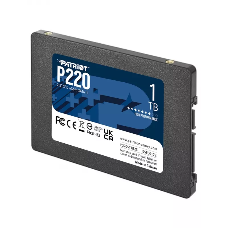 2.5 collu SATA III SSD PATRIOT P220 1 TB — 550/500 MB/s, 50k IOPS, 7 mm
