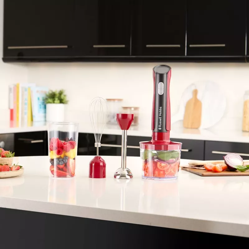 Russell Hobbs 27140-56 blenderis 1 L pārnēsājams blenderis 500 W melns, sarkans, caurspīdīgs
