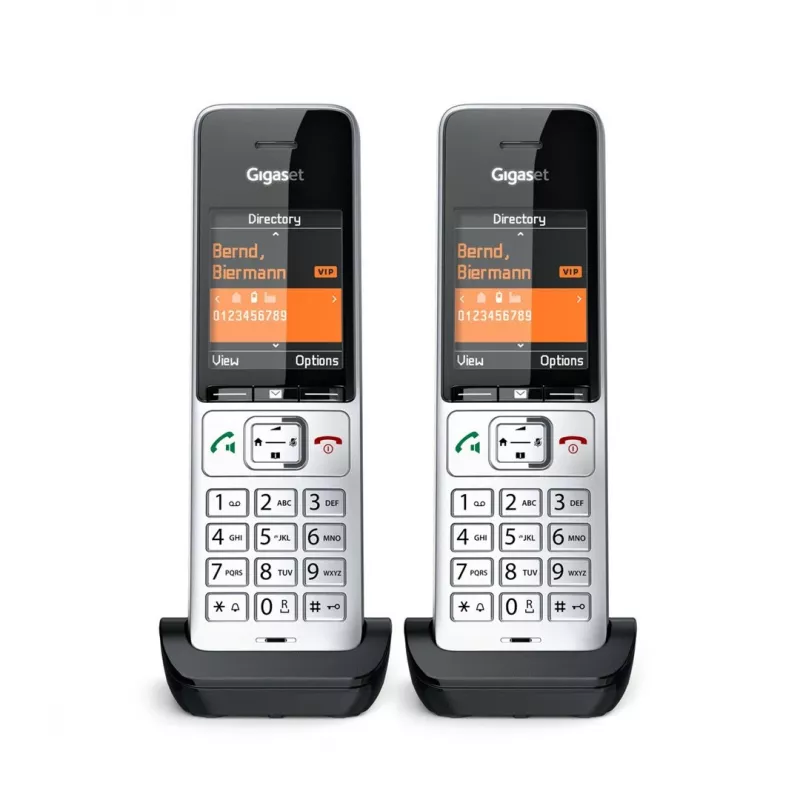Gigaset COMFORT 500HX duo Analog/DECT telefons ar zvanītāja ID, melns, sudrabs