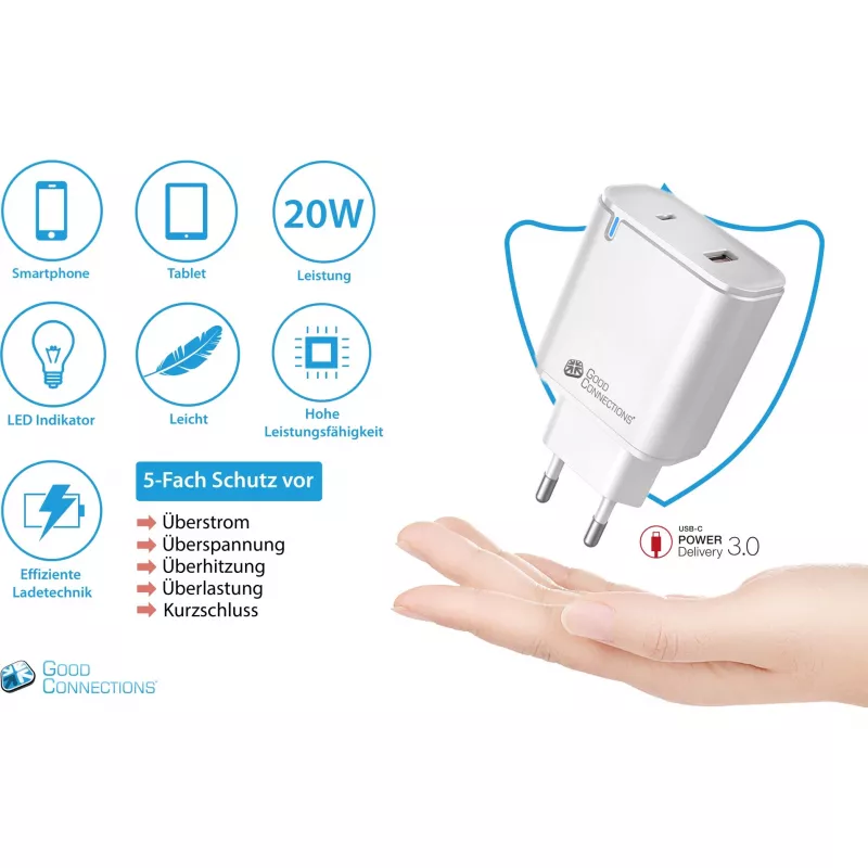 Alcasa PCA-W003W lādētājs mobilajām ierīcēm balts (PCA-W003W)