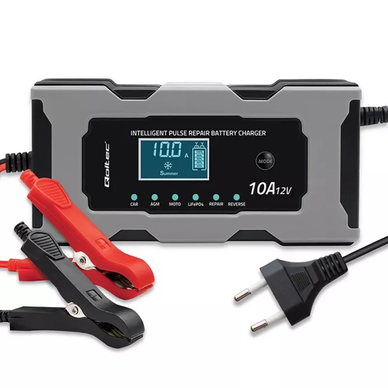 Lādētājs QOLTEC 52493 12V 10A ar remonta funkciju AGM baterijām