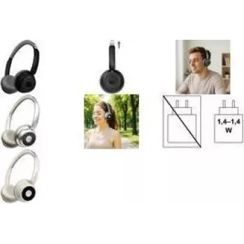 LogiLink BT0072BR Over Ear Headphones Bluetooth Silver (BT0072BR)