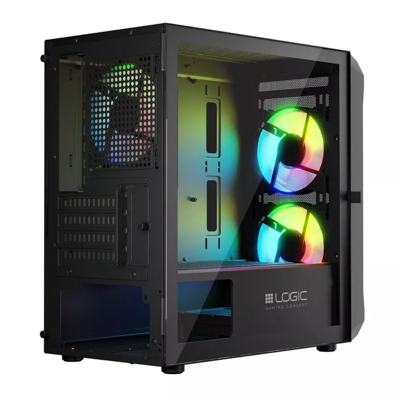Computer Case Logic Concept Portos Mini ARGB Micro ATX Melns