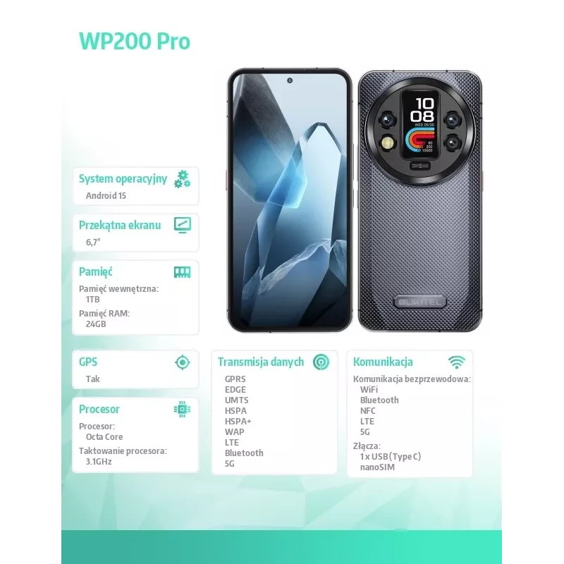 Oukitel WP200 Pro 5G 6.7 24GB/1TB DS. 8800mAh Grey