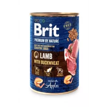 Brit Premium by Nature jēra gaļa ar griķiem mitrā suņu barība 400 g