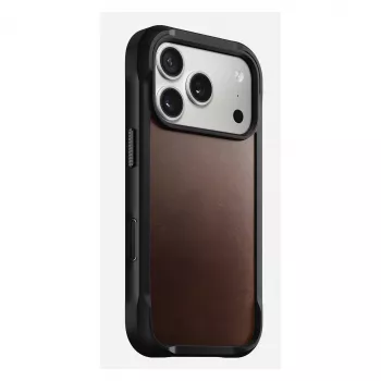 Mobilā tālruņa maciņš Nomad Rugged Leather vāciņš iPhone 17 Pro, 6,3 collas (16 cm), brūns, āda/TPU/alumīnijs