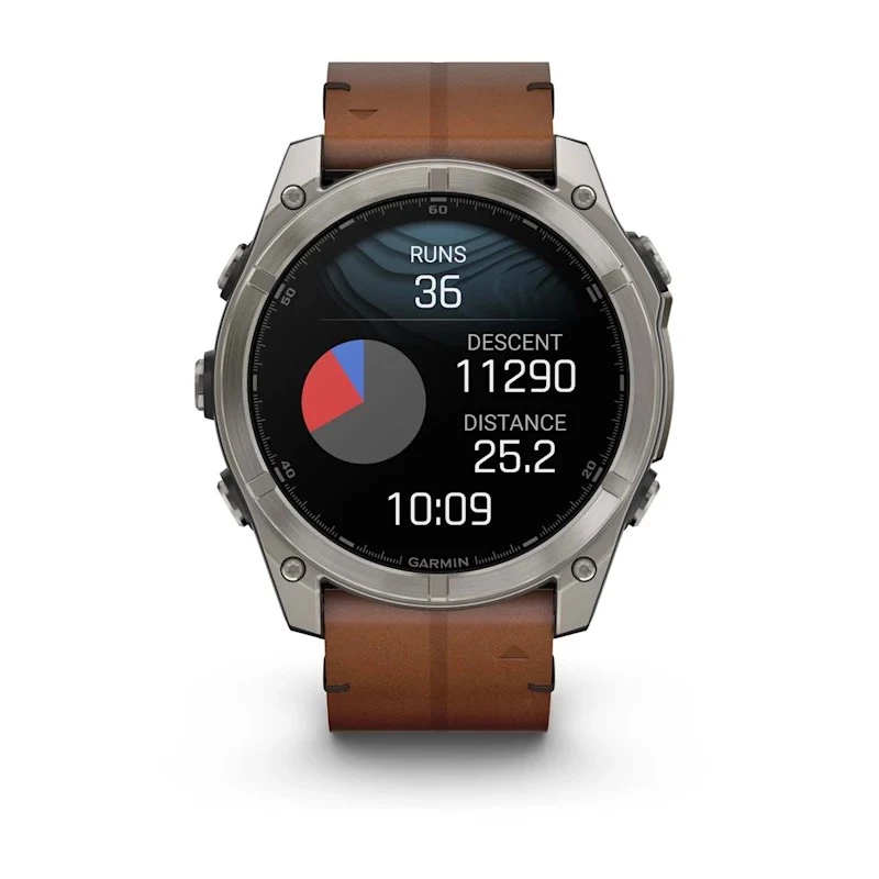 Garmin Fenix 8 3,56 cm (1,4 inch) AMOLED 51 mm Digitāli 454 x 454 pikseļi Skārienekrāns Titāns Wi-Fi GPS (satelīts)